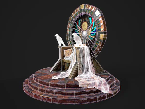 Egyptian throne with accessories 3D Model