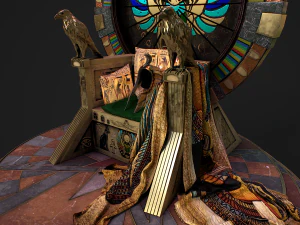Egyptian throne with accessories 3D Model