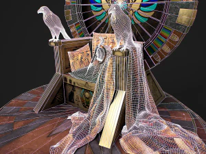Egyptian throne with accessories 3D Model