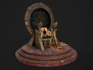 Egyptian throne with accessories 3D Model
