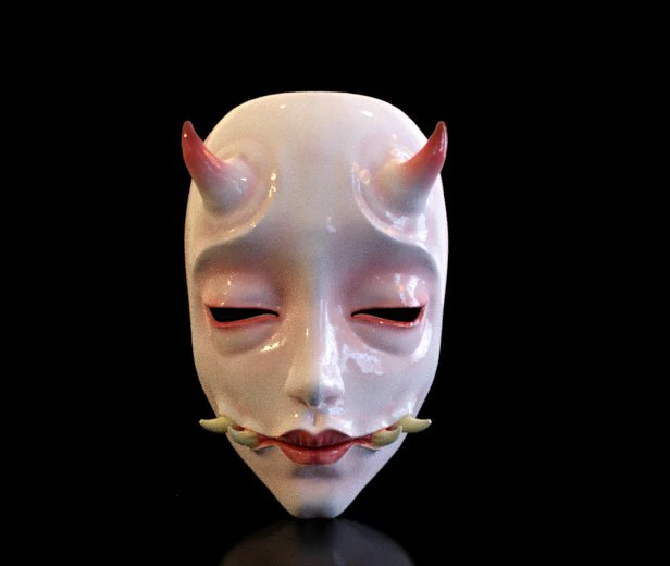 mask japan japanese horror style mascara 3D Print Model .c4d .max .obj .3ds .fbx .stl .blend 