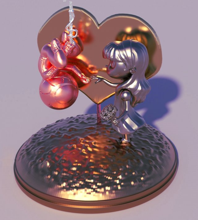 spiderman y mary jane watson 3Dプリントモデル .c4d .max .obj .3ds .fbx .stl .blend 