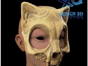 MASQUE DE CR&Acirc;NE DE CHATON Halloween Modèles 3D en vedette