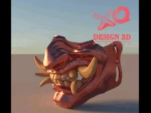 Masque de samoura&iuml; en m&eacute;tal Modèles 3D en vedette