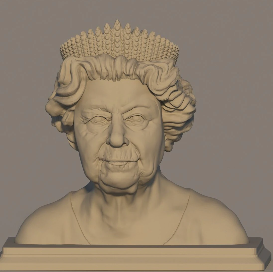 QUEEN ELIZABETH BUST 3D Print Model .c4d .max .obj .3ds .fbx .stl .blend