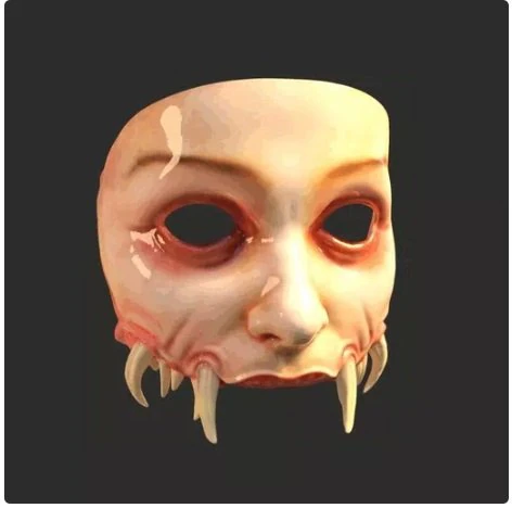 Female demon mask 3D Print Model .c4d .max .obj .3ds .fbx .stl .blend 