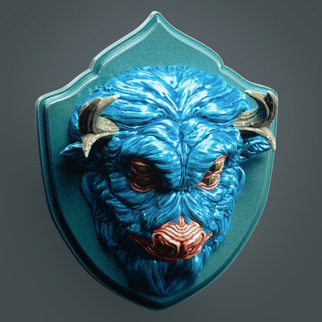 Bison Inspired Wall Demon Head 3D-Druckmodell .c4d .max .obj .3ds .fbx .stl .blend 