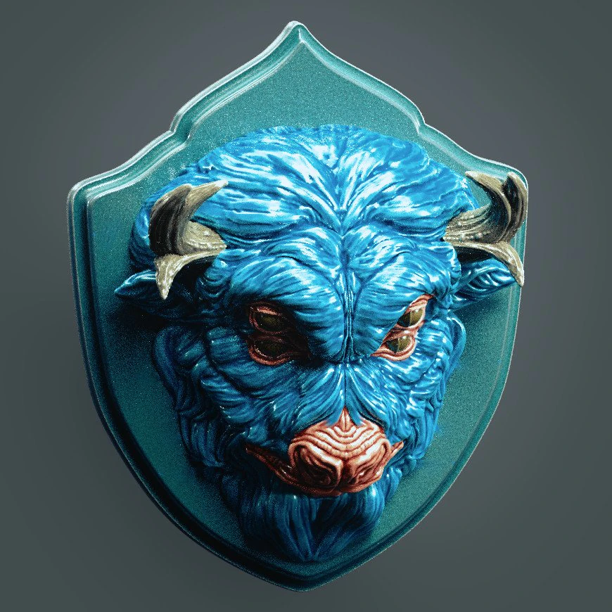 Bison Inspired Wall Demon Head 3D Print Model .c4d .max .obj .3ds .fbx .stl .blend