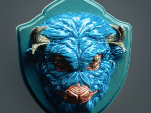 Bison Inspired Wall Demon Head 3D-Druckmodell