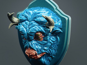Bison Inspired Wall Demon Head 3D-Druckmodell