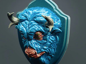Bison Inspired Wall Demon Head 3D Print Model