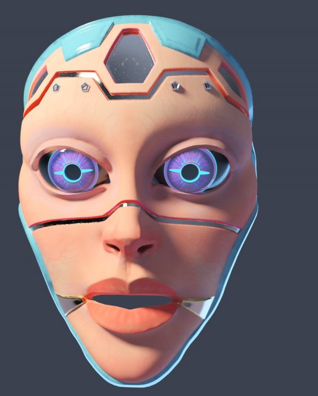 Mask cyberpunk woman 3D Принт Модель .c4d .max .obj .3ds .fbx .stl .blend 