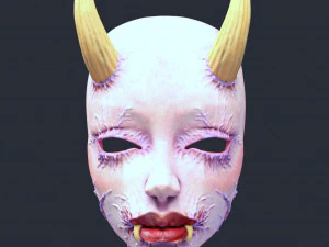 Maschera da demone femminile horror in stile giapponese Modello di stampa 3D