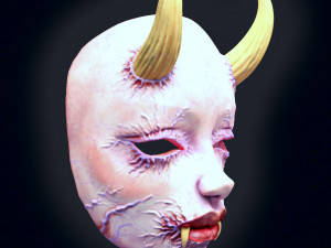 Weibliche Horror-Dämonenmaske im japanischen Stil 3D Druckmodell