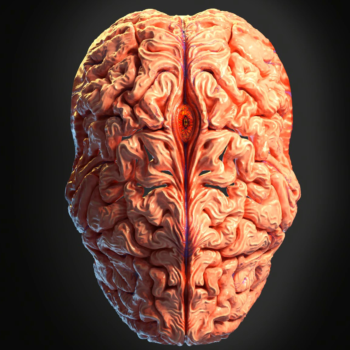 Demon with brain face mask 3D Print Model .c4d .max .obj .3ds .fbx .stl .blend 