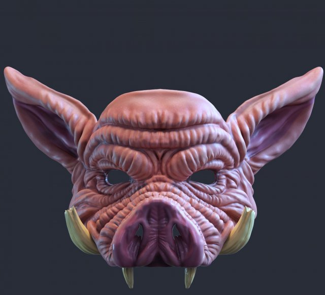 Pig mask 3D Print Model .c4d .max .obj .3ds .fbx .stl .blend 