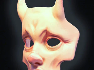 Demon woman tragic mask 3D Print Model