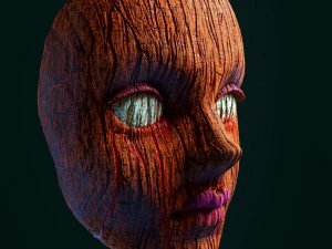 Doll mask wooden horror style 3D Print Model