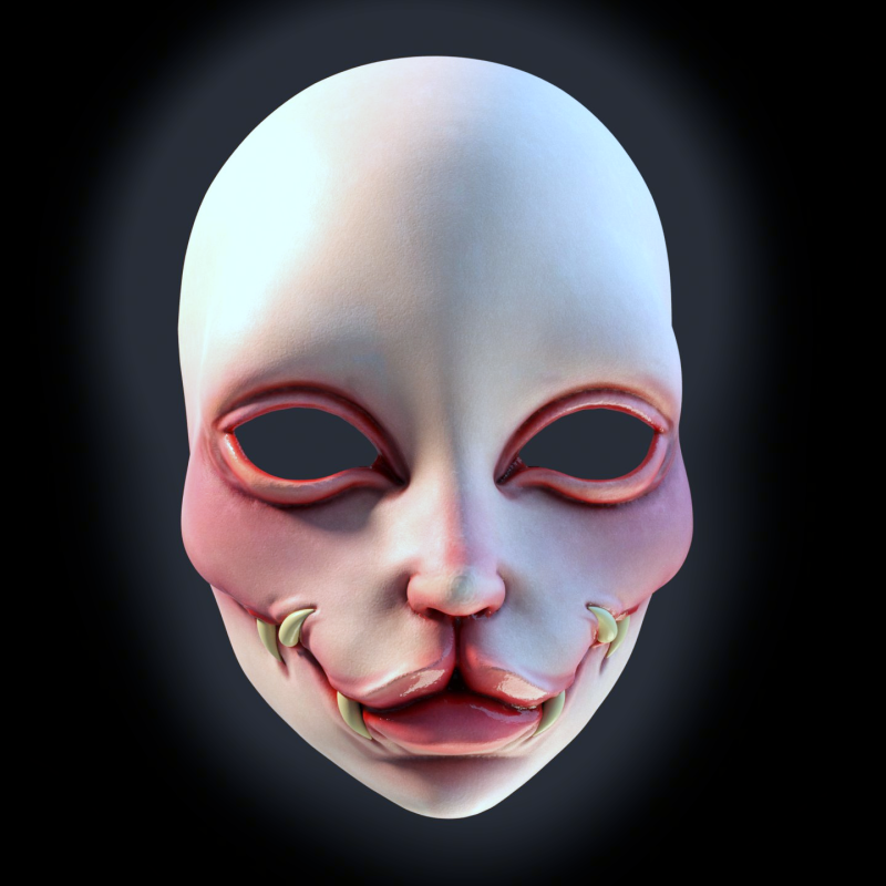 Feline demon mask 3Dプリントモデル .c4d .max .obj .3ds .fbx .stl .blend 