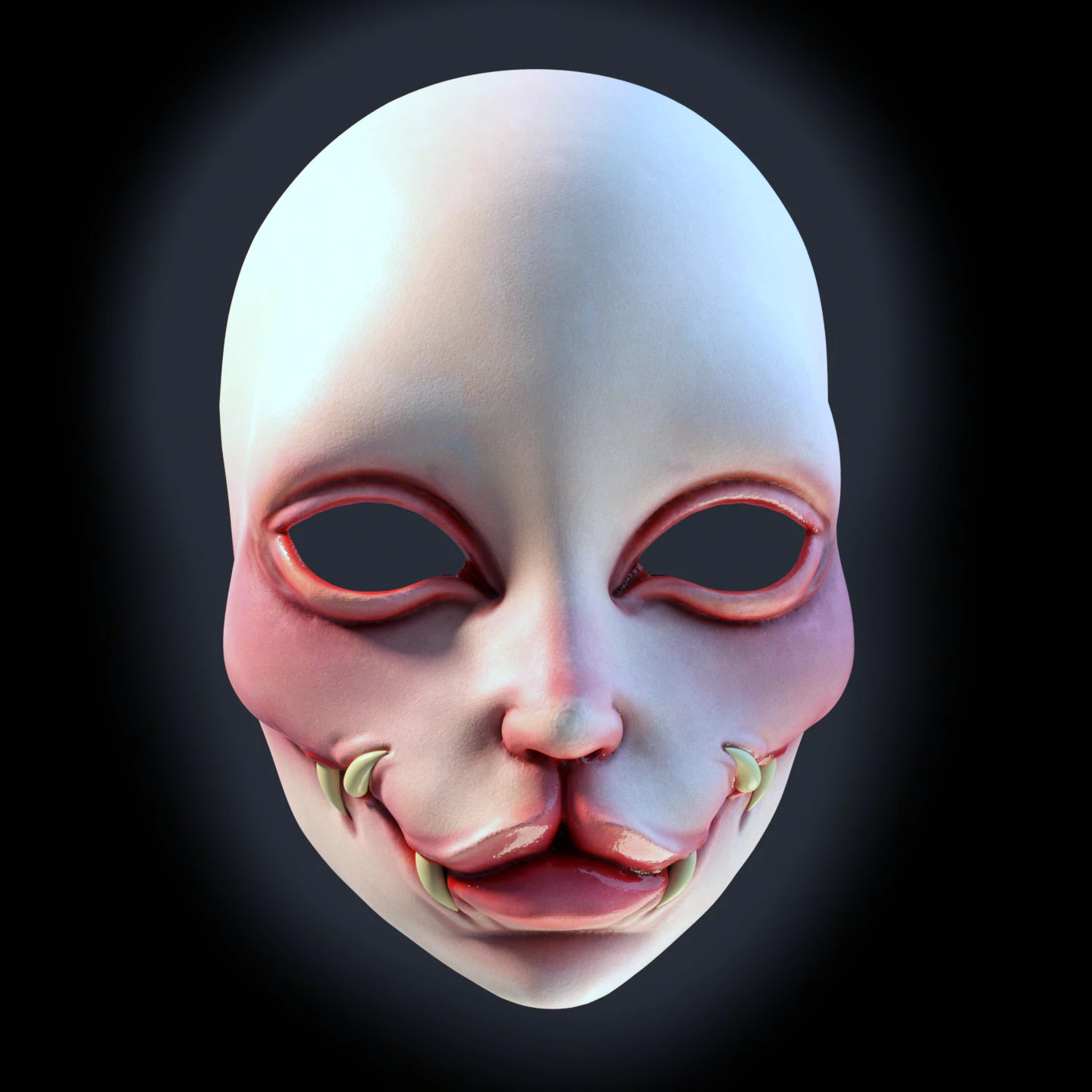Feline demon mask 3D Print Model .c4d .max .obj .3ds .fbx .stl .blend