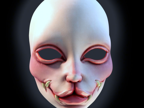 Feline demon mask Modello di stampa 3D