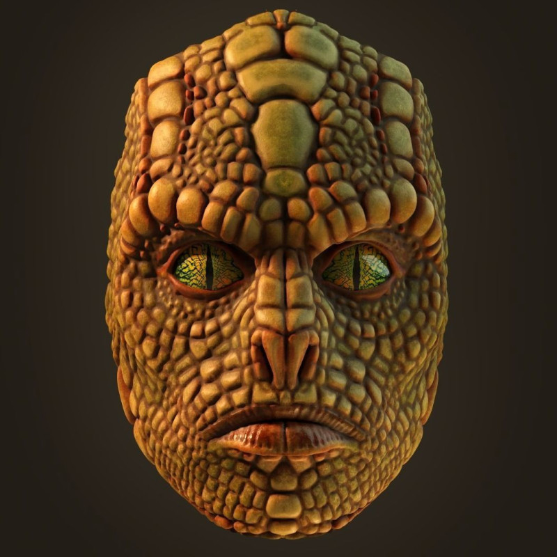 Reptiloid mask 3D 打印模型 .c4d .max .obj .3ds .fbx .stl .blend 