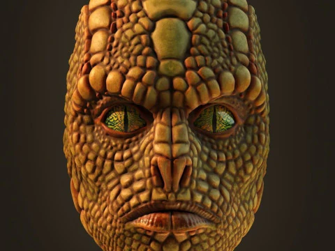 爬行动物面具 3D 打印模型
