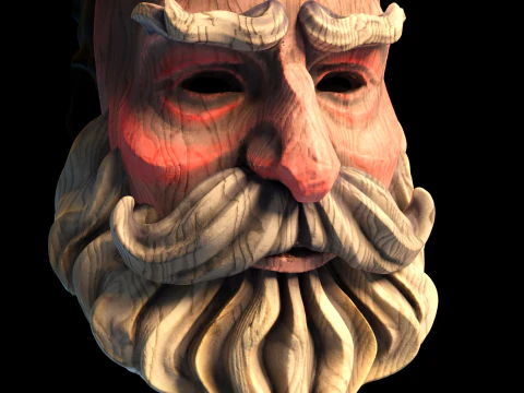 M&aacute;scara de Papai Noel estilo madeira Modelo de Impressão 3D