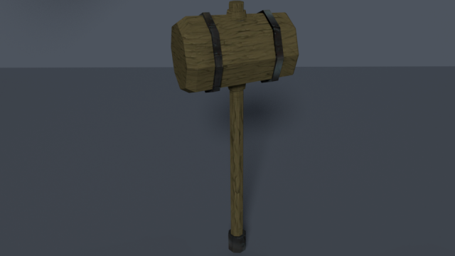 fantasy melee wood hammer Model 3D .c4d .max .obj .3ds .fbx .stl .blend 