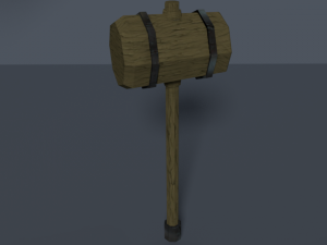 fantasy melee wood hammer 3Dモデル