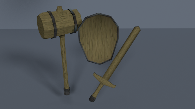 collection of fantasy melee and shield 3Dモデル .c4d .max .obj .3ds .fbx .stl .blend 