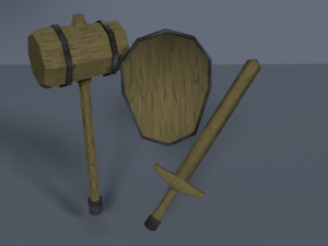 collection of fantasy melee and shield 3D 모델