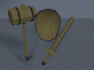 collection de mêlée fantastique et de bouclier Modèle 3D