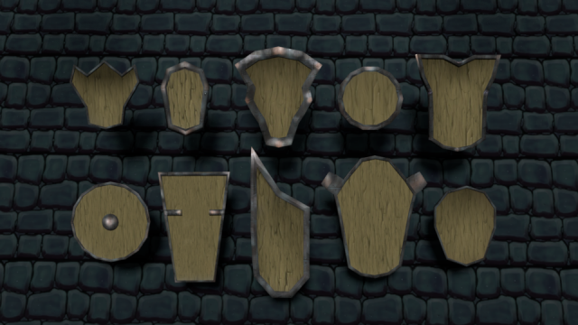 warrior fantasy armor wood collection shield game 3D-Modell .c4d .max .obj .3ds .fbx .stl .blend 