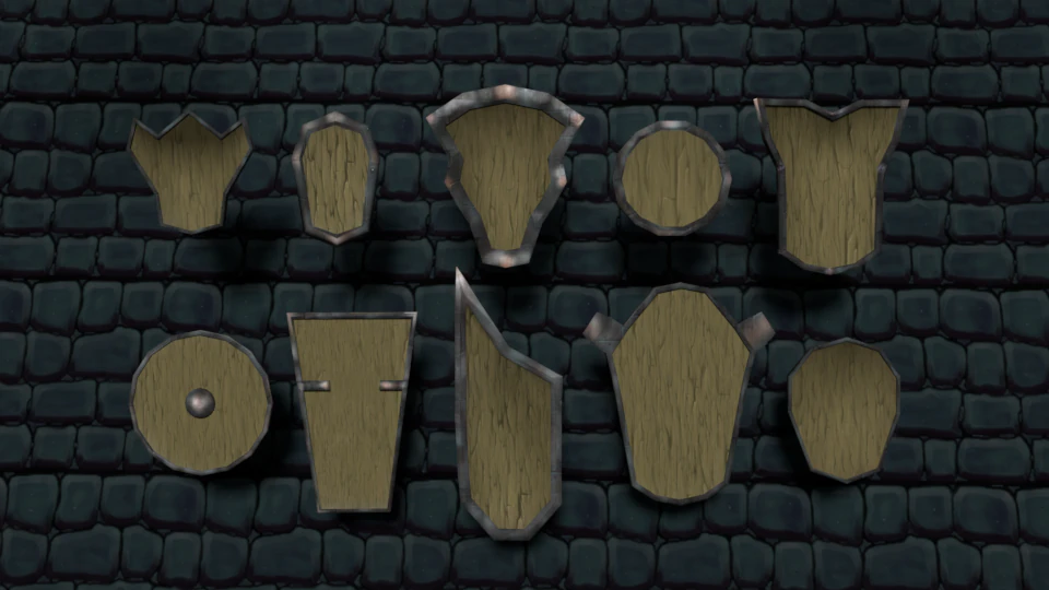warrior fantasy armor wood collection shield game 3D Model .c4d .max .obj .3ds .fbx .stl .blend 
