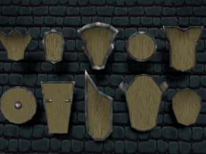 warrior fantasy armor wood collection shield game 3D Model