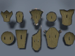 warrior fantasy armor wood collection shield game 3D Model
