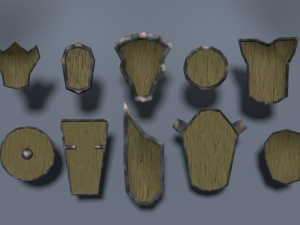 warrior fantasy armor wood collection shield game 3D-Modell
