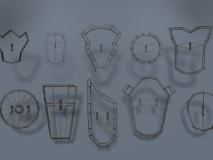 warrior fantasy armor wood collection shield game 3D-Modell