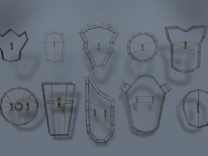 warrior fantasy armor wood collection shield game 3D Model