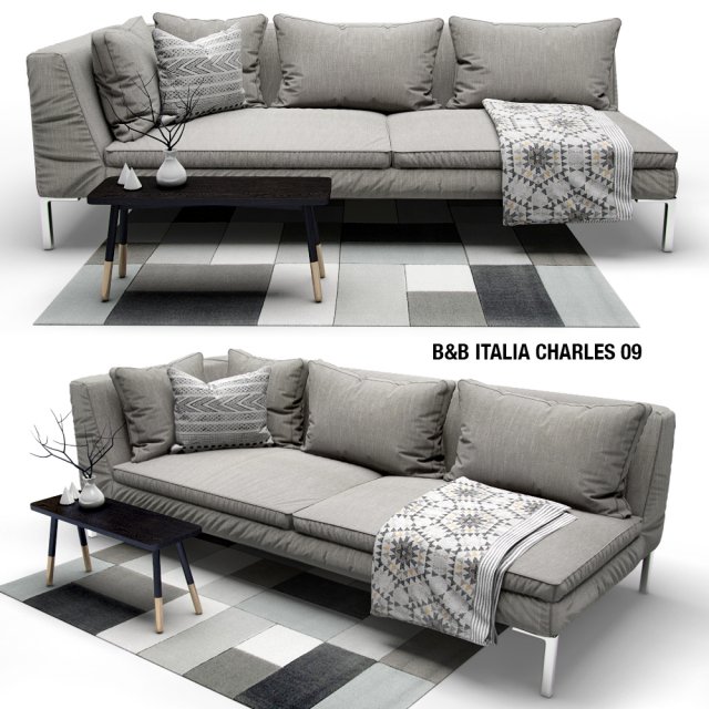 couch bb italia charles 3D Model .c4d .max .obj .3ds .fbx .stl .blend 