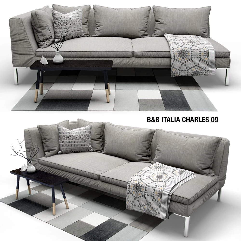 couch bb italia charles 3D Model .c4d .max .obj .3ds .fbx .stl .blend