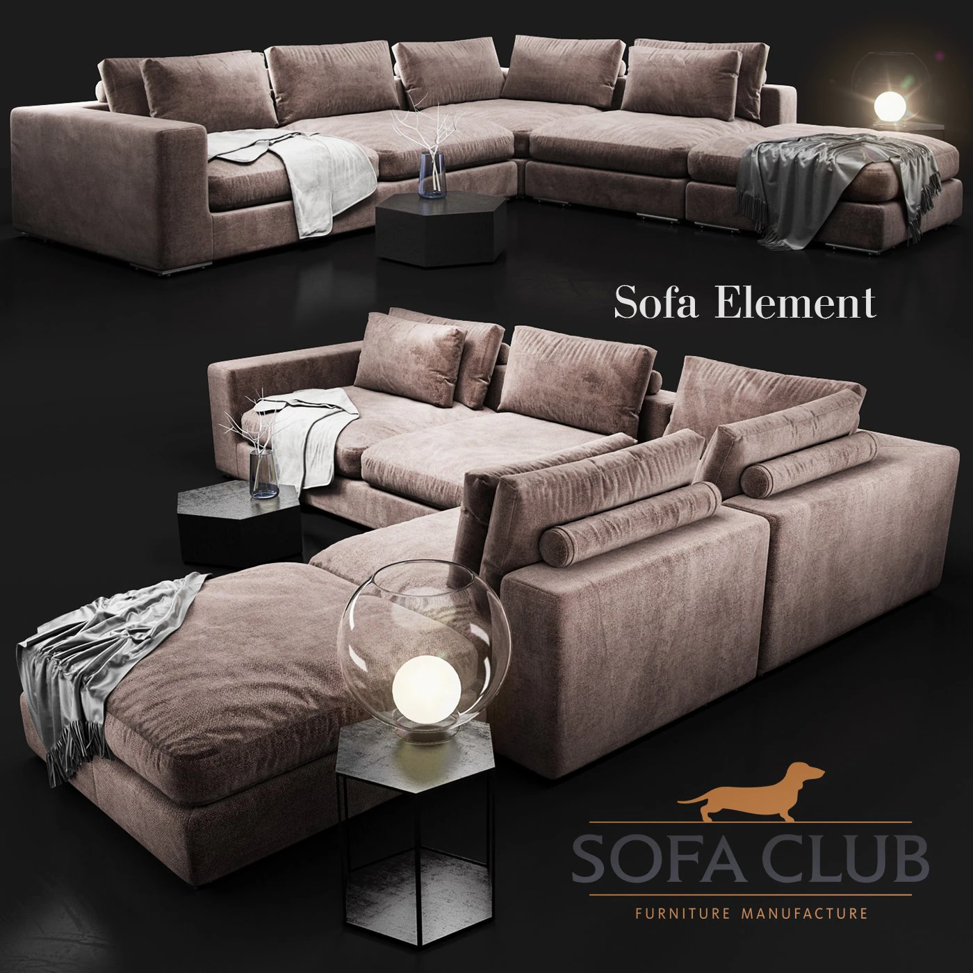 sofa element sofa club 3D Model .c4d .max .obj .3ds .fbx .stl .blend