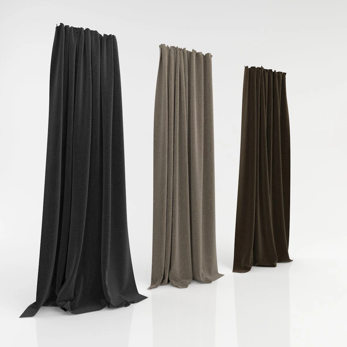 three curtains 3D Model .c4d .max .obj .3ds .fbx .stl .blend 