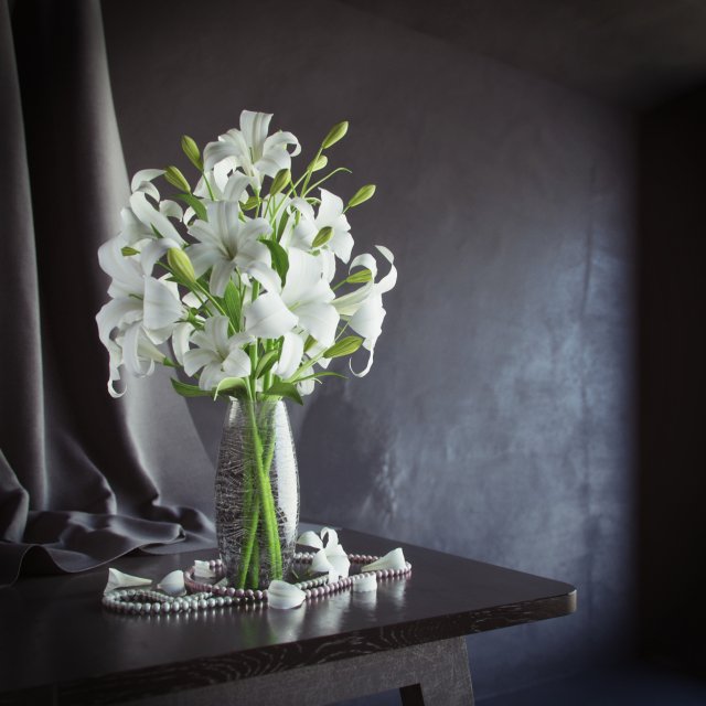 lily in vase Modello 3D .c4d .max .obj .3ds .fbx .stl .blend