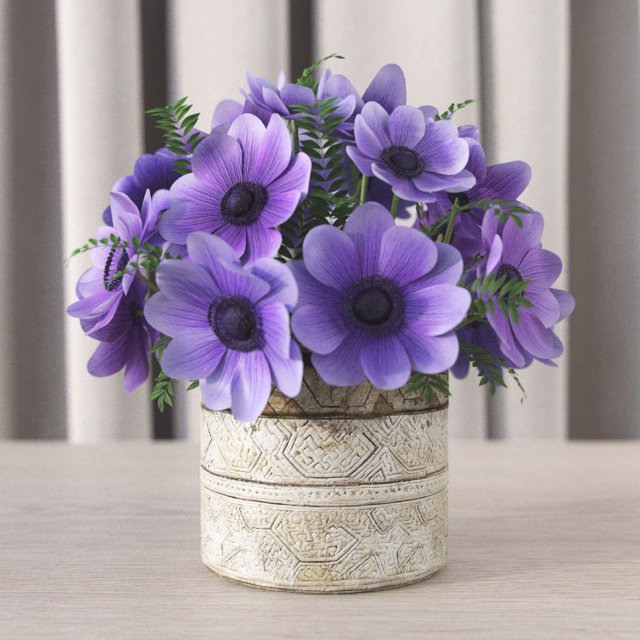 flowers in vase 3D Model .c4d .max .obj .3ds .fbx .stl .blend 