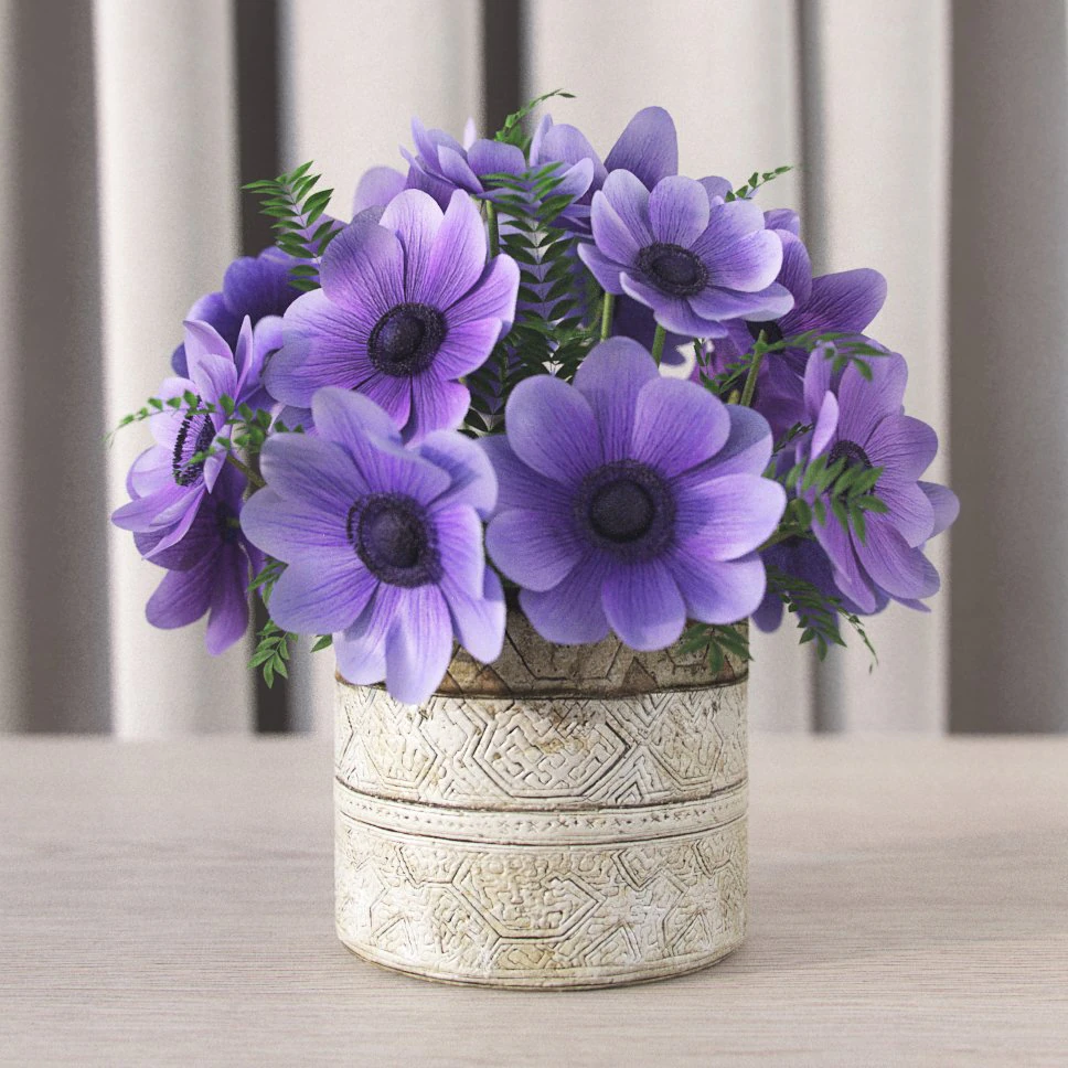 flowers in vase 3D Model .c4d .max .obj .3ds .fbx .stl .blend 