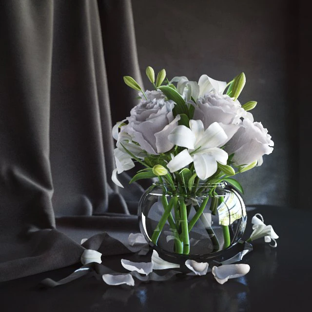 flowers in vase 2 3D Model .c4d .max .obj .3ds .fbx .stl .blend 