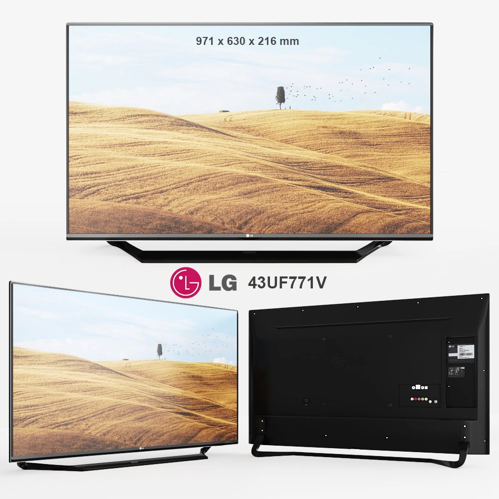 lg tv 43uf771v 3D Model .c4d .max .obj .3ds .fbx .stl .blend 