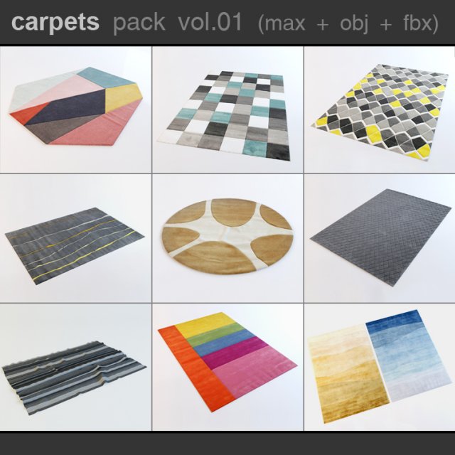 carpets pack 1 Model 3D .c4d .max .obj .3ds .fbx .stl .blend 